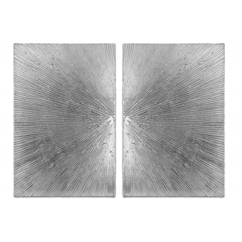  Obraz ręcznie malowany z płatkami srebra Płatek 60x90cm x 2szt
