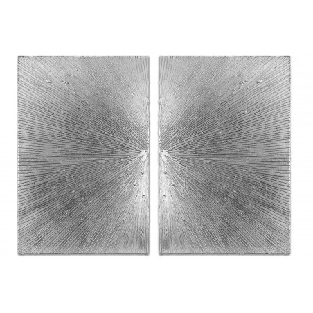  Obraz ręcznie malowany z płatkami srebra Płatek 60x90cm x 2szt