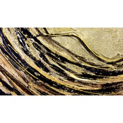  Obraz malowany z elementami płatków złota Słońce 60x60 cm