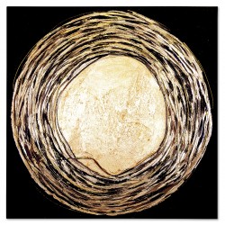  Obraz malowany z elementami płatków złota Słońce 60x60 cm