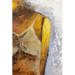  Obraz malowany z elementami płatków złota 80x120cm Dama w złotej sukni
