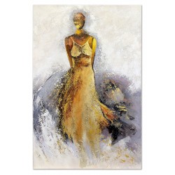  Obraz malowany z elementami płatków złota 80x120cm Dama w złotej sukni