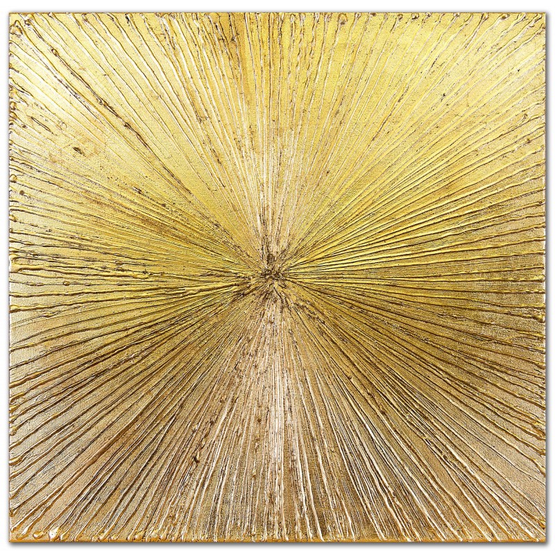  Obraz Z drobinkami złota LUX olejny ręcznie malowany 60x60cm Słońce
