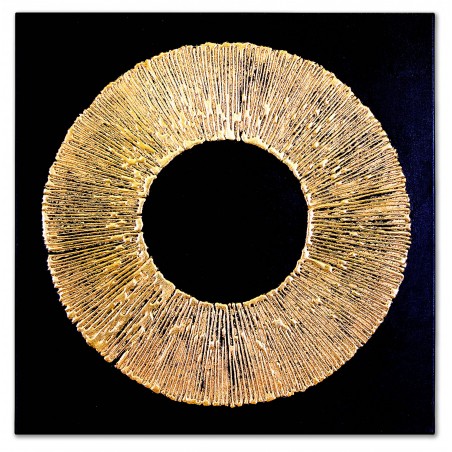  Obraz Z drobinkami złota LUX olejny ręcznie malowany 60x60cm Słońce