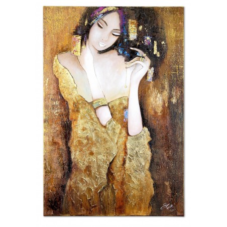  Obraz olejny ręcznie malowany 60x90cm Złota Kobieta