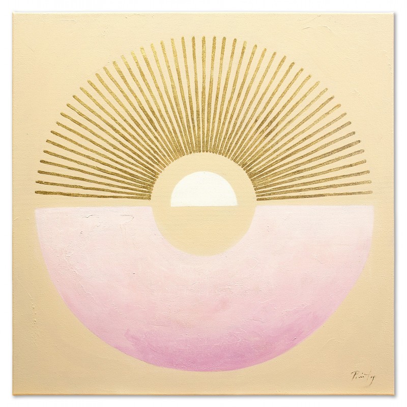 Obraz ręcznie malowany z drobinkami płatków złota 60x60cm