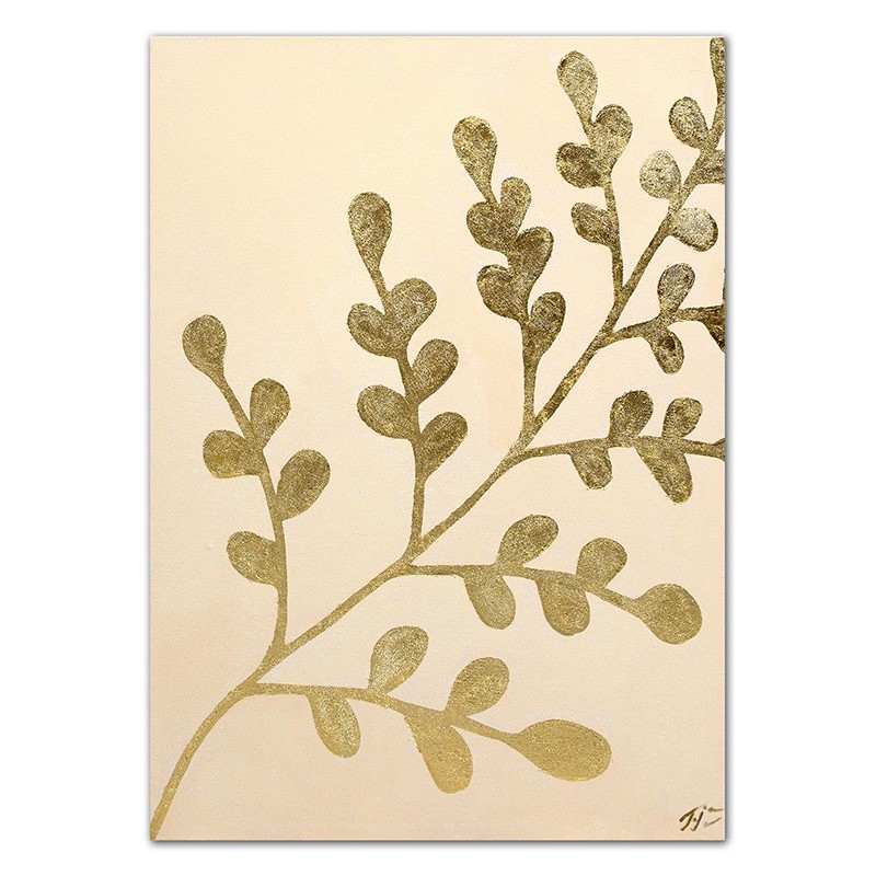  Obraz ręcznie malowany z elementami płatków złota BOHO 50x70cm