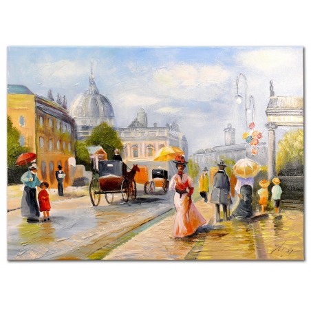  Obraz olejny ręcznie malowany 50x70cm Miasto