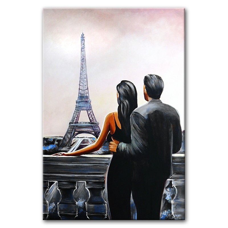  Obraz olejny ręcznie malowany 50x70cm Para w Paryżu