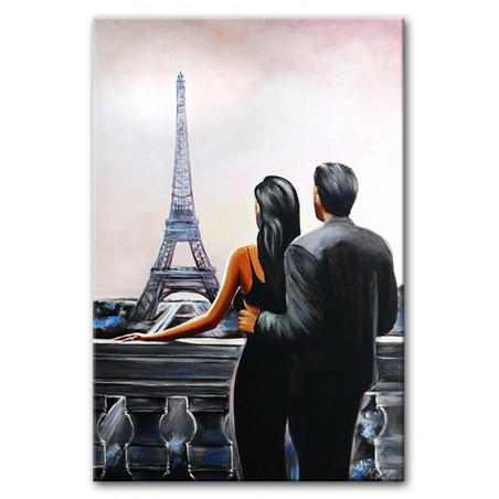 Obraz olejny ręcznie malowany 50x70cm Para w Paryżu