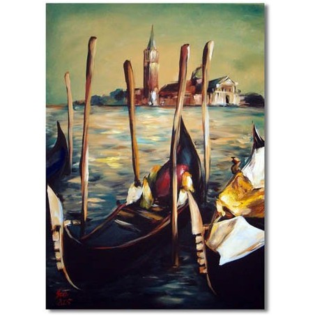  Obraz olejny ręcznie malowany 60x90cm Strzeliste gondole