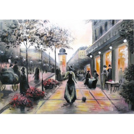  Obraz olejny ręcznie malowany 60x90cm Spokojna uliczka