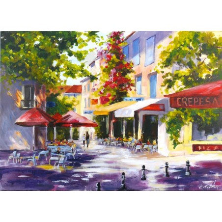  Obraz olejny ręcznie malowany 60x90cm Pogodny poranek w Paryżu