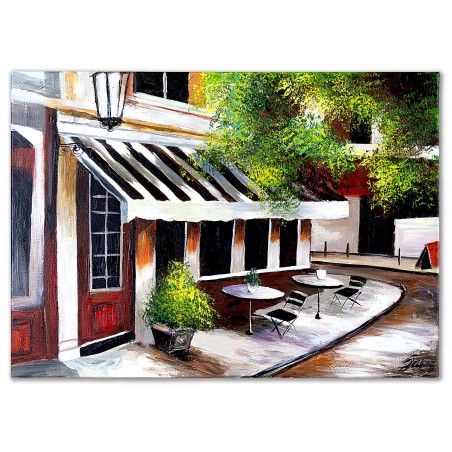  Obraz olejny ręcznie malowany 60x90cm Mała kawiarenka