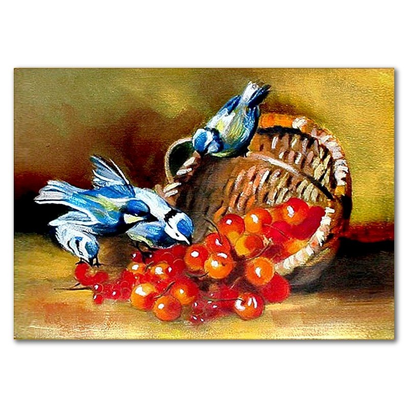  Obraz malowany Wiśnie w koszu 50x70cm