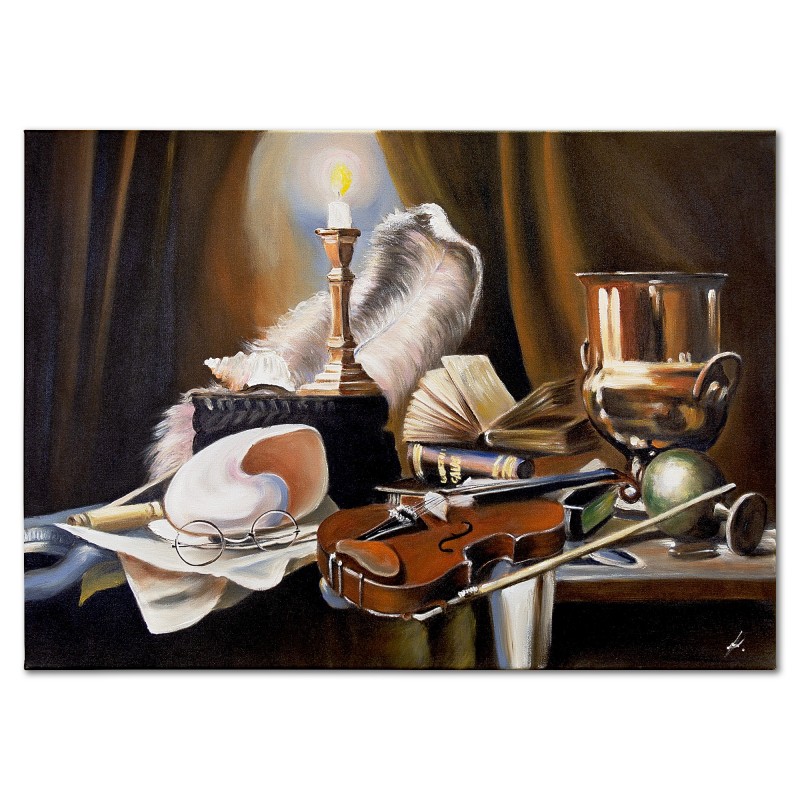  Obraz malowany Skrzypce na stole 50x70cm