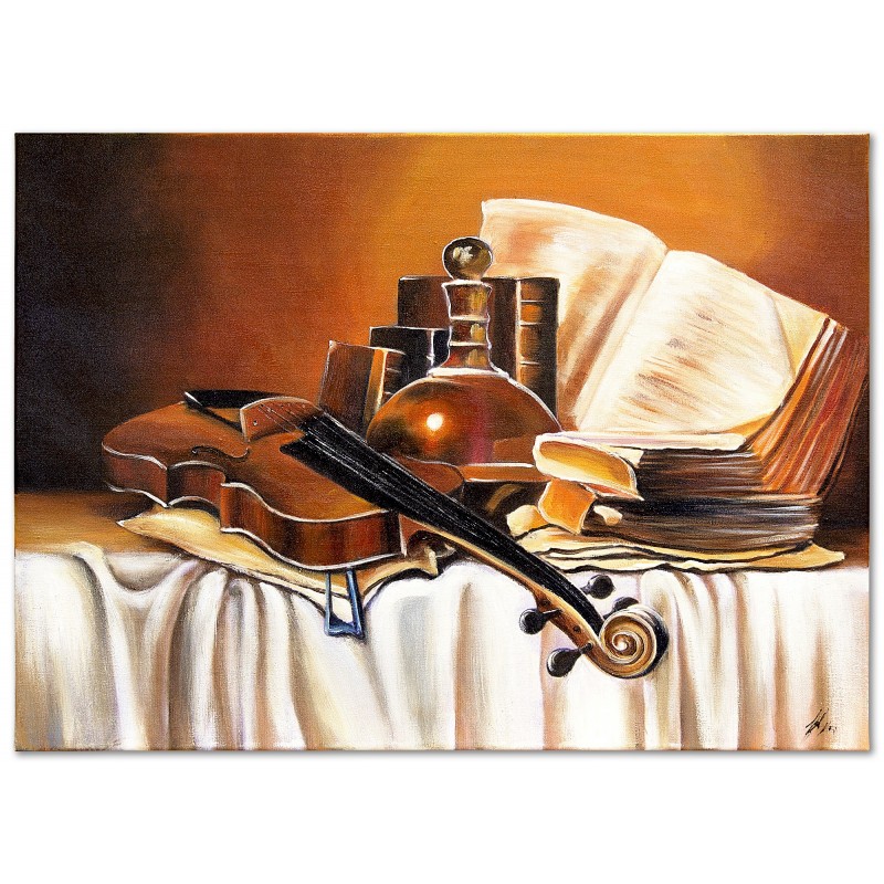  Obraz z Martwą naturą skrzypce na stole 50x70cm