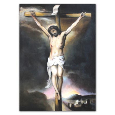  Obraz olejny ręcznie malowany 50x70cm Jezus Chrystus Ukrzyżowany