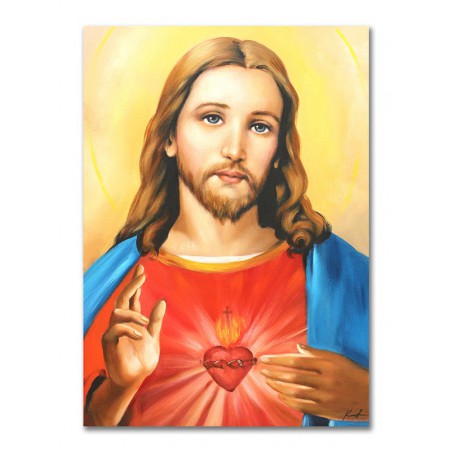  Obraz malowany z Jezusem Chrystusem z otwartym sercem 50x70cm