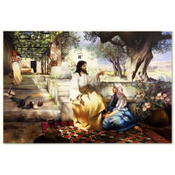  Obraz malowany 80x120 cm Henryk Siemiradzki Jezus Chrystus w domu Marii i Marty