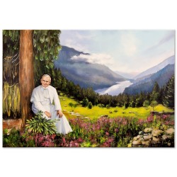  Obraz malowany z Janem Pawłem II papieżem 60x90cm