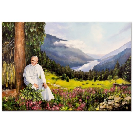  Obraz malowany z Janem Pawłem II papieżem 60x90cm