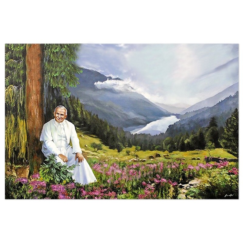  Obraz malowany z Janem Pawłem II papieżem 60x90cm