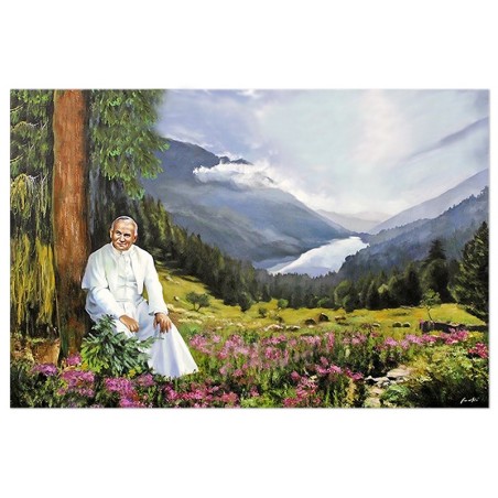 Obraz malowany z Janem Pawłem II papieżem 60x90cm