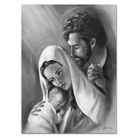  Obraz Świętej Rodziny na ślub 50x70 cm obraz olejny na płótnie czarno-biały