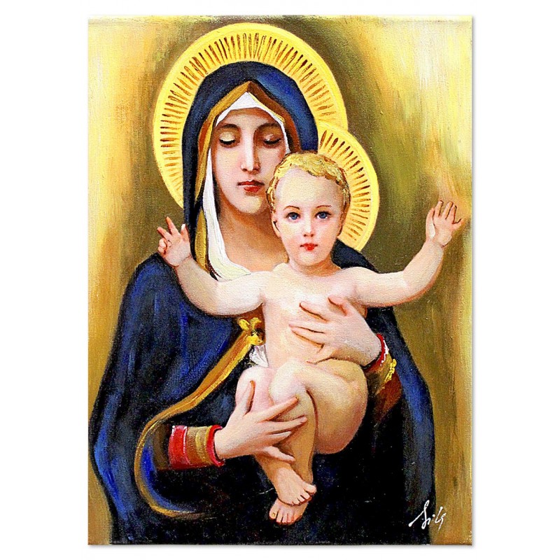 Obraz malowany William Bouguereau Dziewica Lilii Madonna z dzieciątkiem 50x70cm