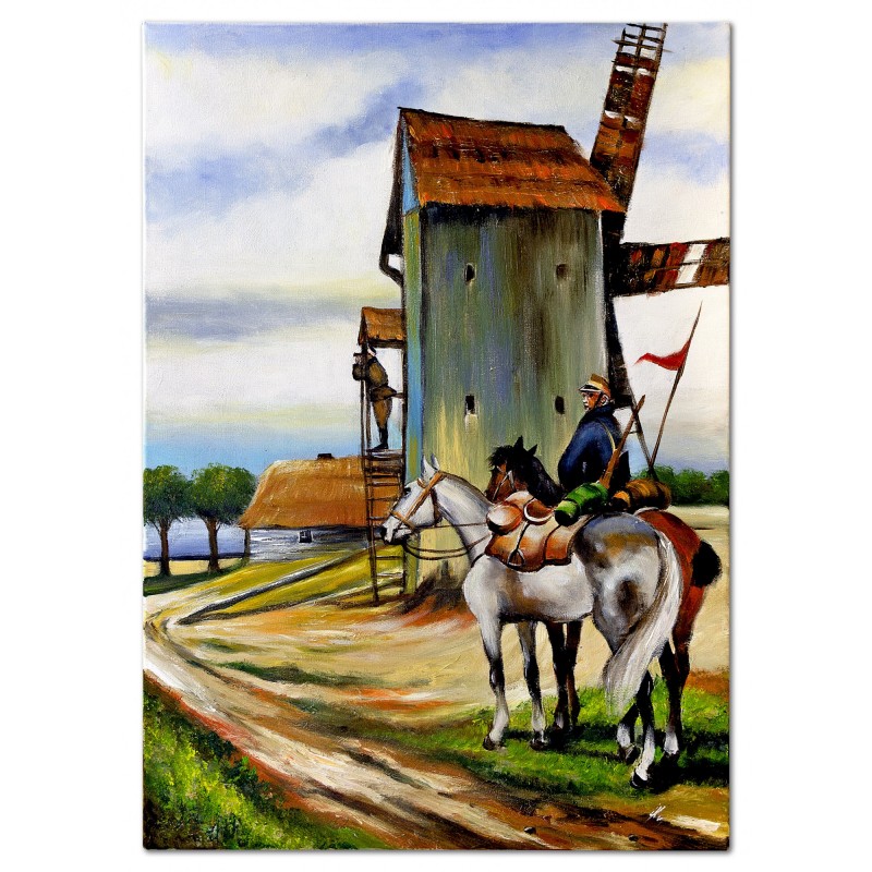  Obraz malowany Wojciech Kossak Ułan pod młynem 50x70cm