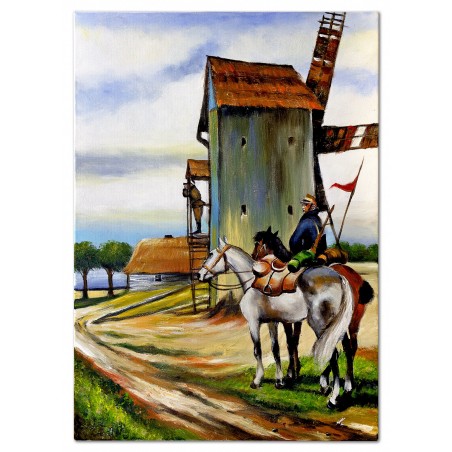  Obraz malowany Wojciech Kossak Ułan pod młynem 50x70cm