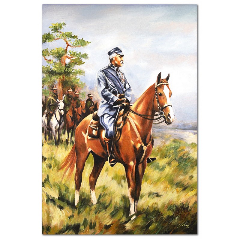 Obraz malowany Kossak Piłsudski Na Kasztance 80x120cm