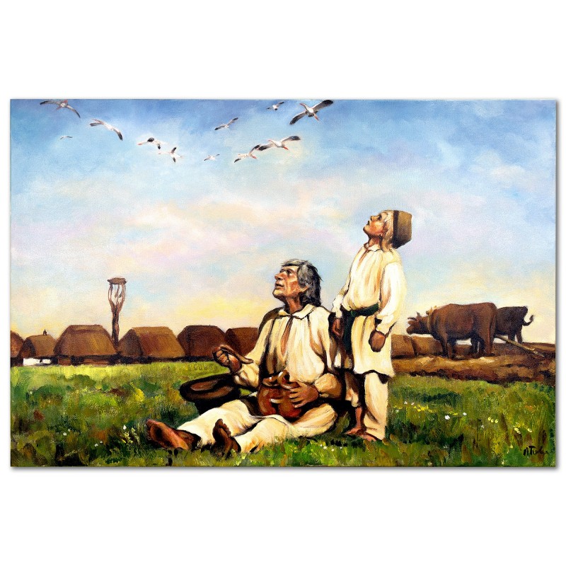  Obraz malowany Józef Chełmoński Bociany 60x90cm