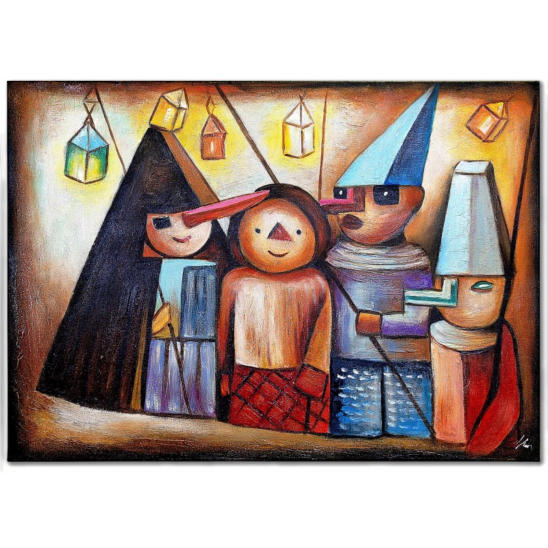 Obraz olejny ręcznie malowany na płótnie 70x50cm Tadeusz Makowski Improwizowane święto