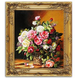 Obraz olejny ręcznie malowany Kwiaty 53x63cm