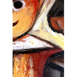  Obraz olejny ręcznie malowany na płótnie 90x60cm Tadeusz Makowski Mali przyjaciele kopia