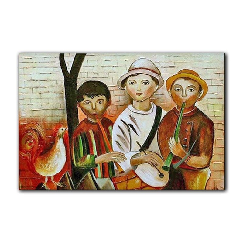 Obraz olejny ręcznie malowany na płótnie 90x60cm Tadeusz Makowski Kapela dziecięca