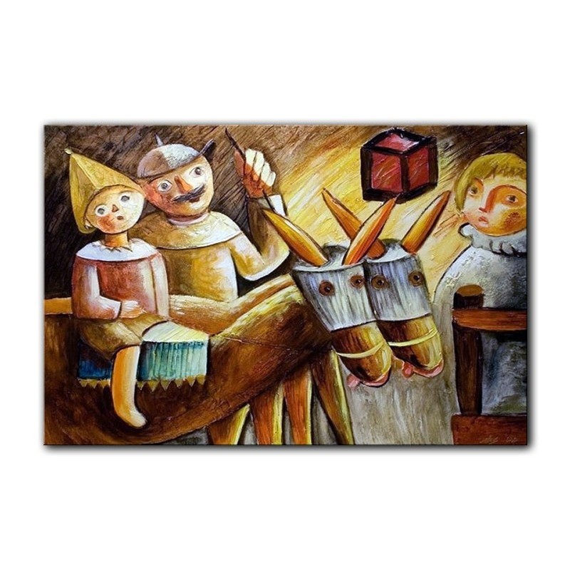 Obraz olejny ręcznie malowany na płótnie 90x60cm Tadeusz Makowski Rodzina wieśniaków