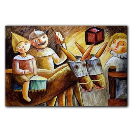 Obraz olejny ręcznie malowany na płótnie 90x60cm Tadeusz Makowski Rodzina wieśniaków