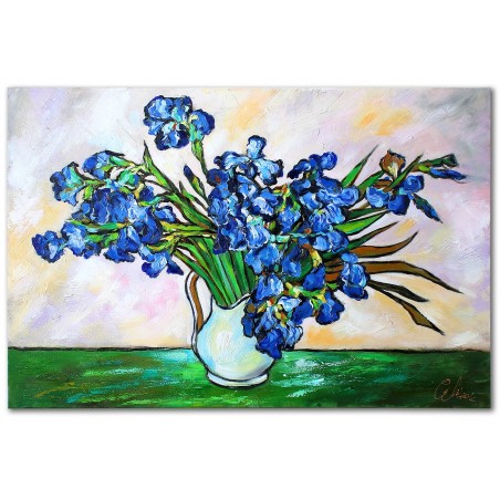  Obraz olejny ręcznie malowany Vincent van Gogh Wazon z irysami 80x120cm