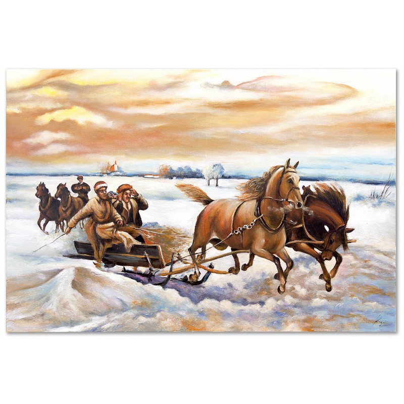  Obraz malowany Alfred Wierusz Kowalski Galopem 80x120cm