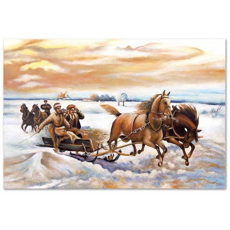  Obraz malowany Alfred Wierusz Kowalski Galopem 80x120cm