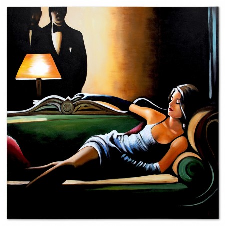  Obraz olejny ręcznie malowany 90x90cm Jack Vettriano kopia