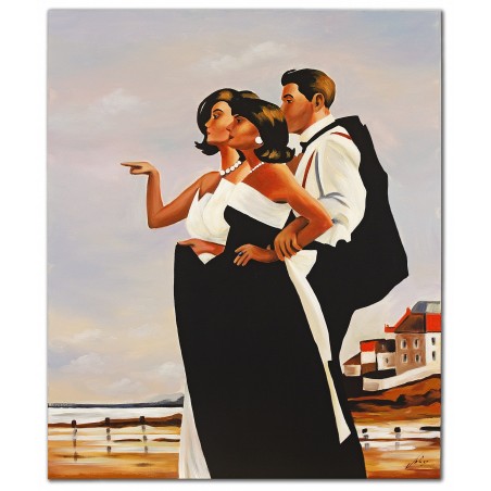  Obraz olejny ręcznie malowany Jack Vettriano Brakujący mężczyzna kopia 75x90cm
