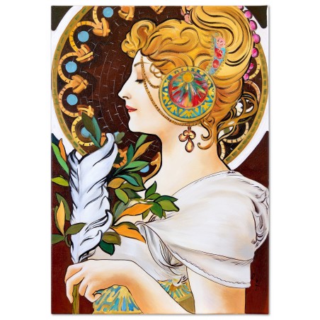  Obraz olejny ręcznie malowany Alfons Mucha Pióro 50x70cm