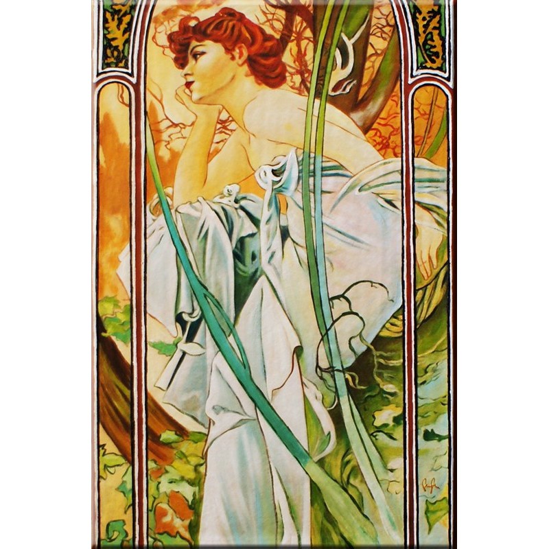 Obraz olejny ręcznie malowany Alfons Mucha Wieczornica kopia 60x90cm