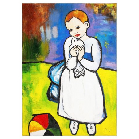 Obraz olejny ręcznie malowany na płótnie 50x70cm Pablo Picasso Dziecko z gołębiem kopia