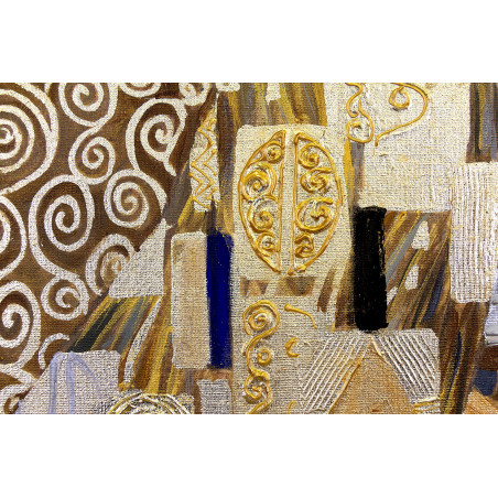  Obraz ręcznie malowany z elementami płatków złota 70x70cm Gustav Klimt Adele Bloch-Bauer I