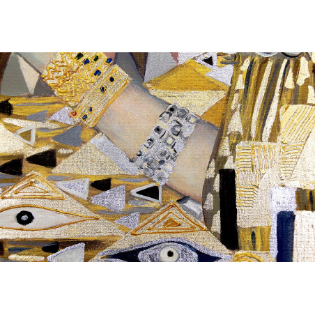  Obraz ręcznie malowany z elementami płatków złota 70x70cm Gustav Klimt Adele Bloch-Bauer I